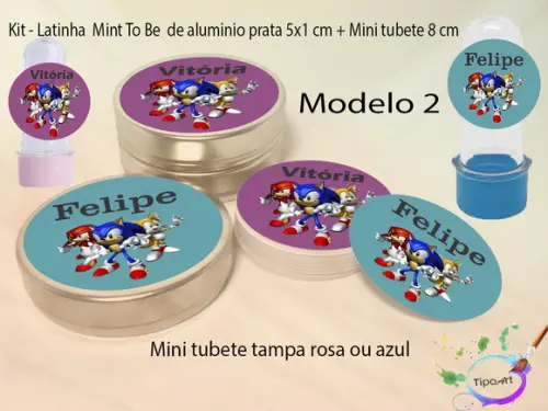 Kit Latinhas e Mini Tubetes -sonic
