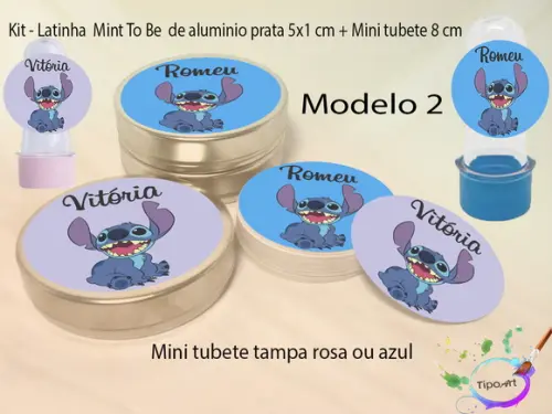Kit Latinhas e Mini Tubetes -stitch e Lilo