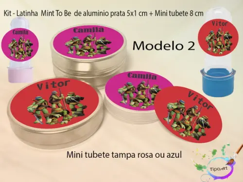 Kit Latinhas e Mini Tubetes -tartaruga Ninja