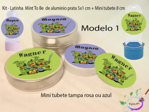Kit Latinhas e Mini Tubetes -tartaruga Ninja