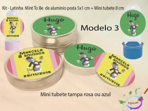 Kit Latinhas e Mini Tubetes -tom e Jerry