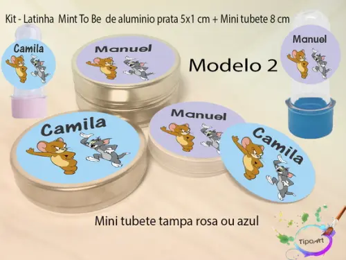 Kit Latinhas e Mini Tubetes -tom e Jerry