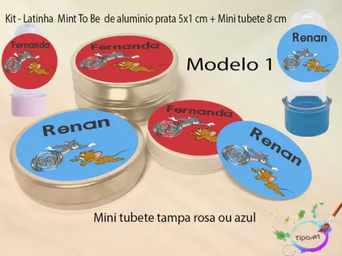 Kit Latinhas e Mini Tubetes -tom e Jerry