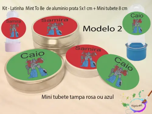 Kit Latinhas e Mini Tubetes -transformers