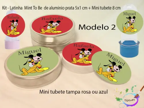 Kit Latinhas e Mini Tubetes -turma do Mickey