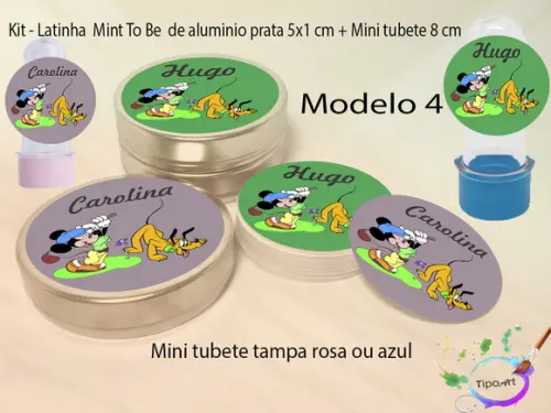 Kit Latinhas e Mini Tubetes -turma do Mickey