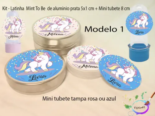 Kit Latinhas e Mini Tubetes -unicórnio