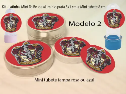 Kit Latinhas e Mini Tubetes-brasões Hogwarts
