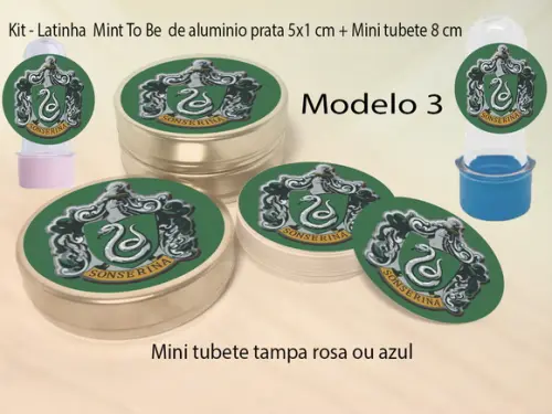 Kit Latinhas e Mini Tubetes-brasões Hogwarts