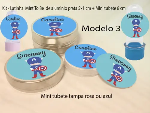 Kit Latinhas e Mini Tubetes-capitão America
