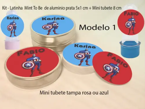 Kit Latinhas e Mini Tubetes-capitão America