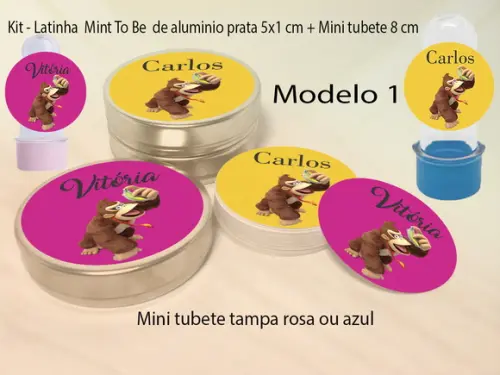 Kit Latinhas e Mini Tubetes-donkey Kong