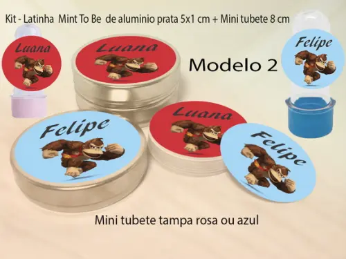 Kit Latinhas e Mini Tubetes-donkey Kong