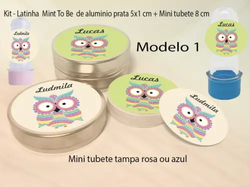 Kit Latinhas e Mini Tubetes-coruja