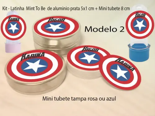 Kit Latinhas e Mini Tubetes-capitão America