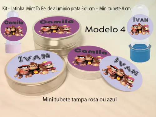 Kit Latinhas e Mini Tubetes-donkey Kong
