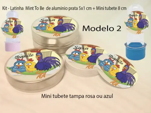 Kit Latinhas e Mini Tubetes-galinha Pintadinha