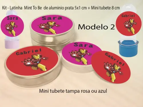 Kit Latinhas e Mini Tubetes-homem de Ferro