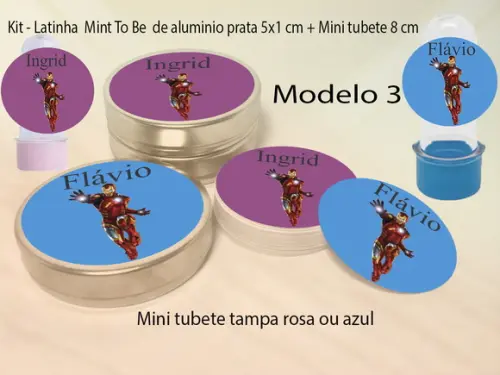 Kit Latinhas e Mini Tubetes-homem de Ferro