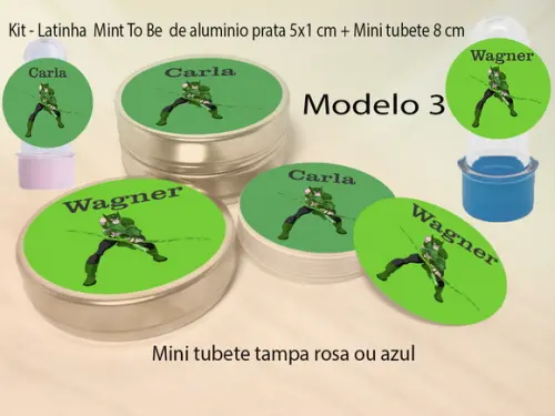 Kit Latinhas e Mini Tubetes-lanterna Verde
