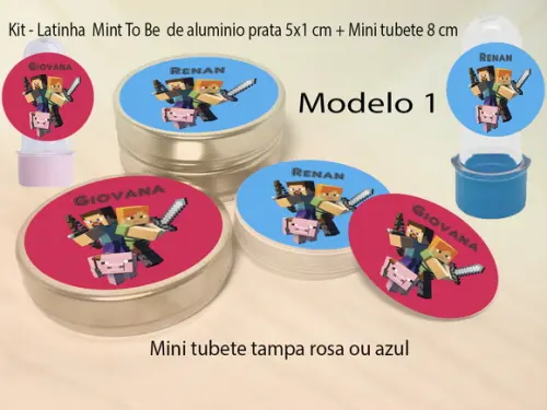 Kit Latinhas e Mini Tubetes-minecraft
