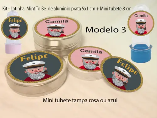 Kit Latinhas e Mini Tubetes-marinheiro