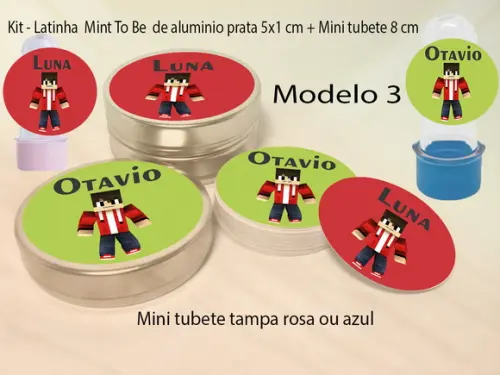 Kit Latinhas e Mini Tubetes-minecraft
