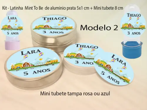 Kit Latinhas e Mini Tubetes-pipa e Catavento