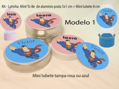 Kit Latinhas e Mini Tubetes-super Homem