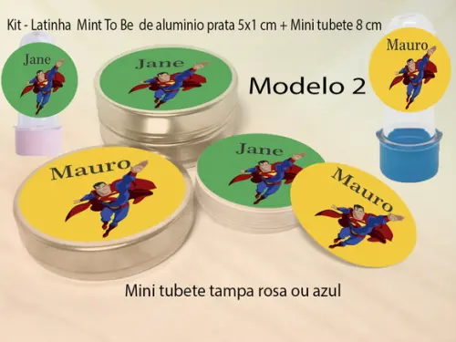 Kit Latinhas e Mini Tubetes-super Homem