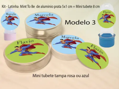 Kit Latinhas e Mini Tubetes-super Homem