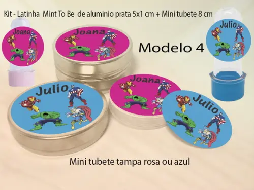 Kit Latinhas e Mini Tubetes-vingadores