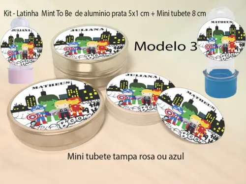 Kit Latinhas e Mini Tubetes-vingadores
