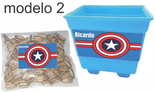 Kit Vaso e Semente-capitão America