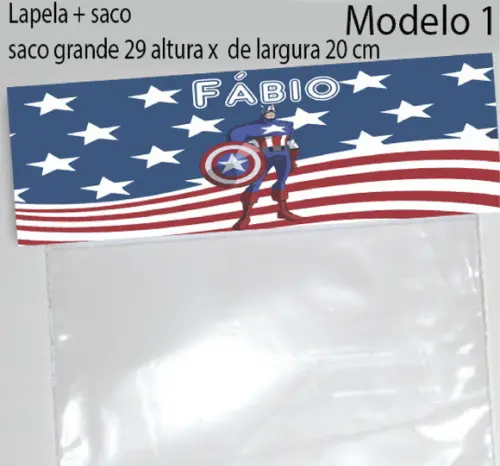 Lapela e saco grande-Capitão America