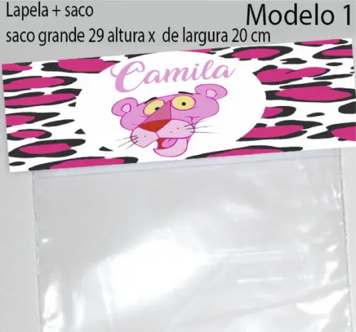 Lapela e Saco Grande-pantera Cor de Rosa
