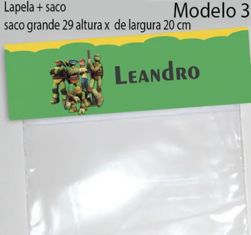 Lapela e Saco Grande-tartaruga Ninja