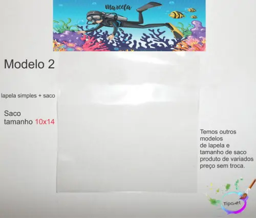 Lapela(simples) e Saco 10x14-aquário