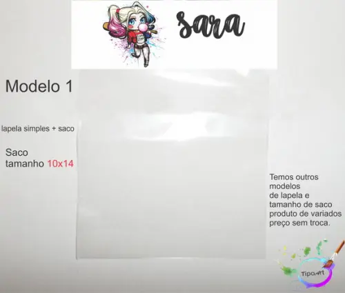 Lapela(simples) e Saco 10x14-arlequina