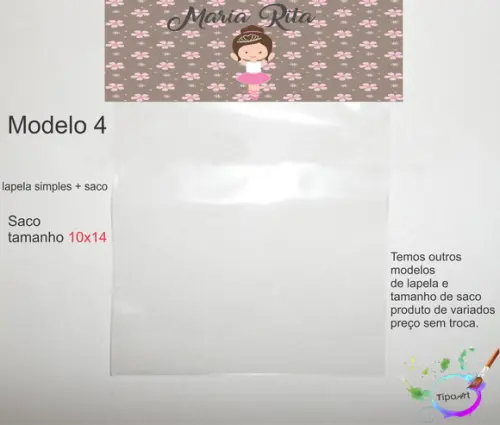 Lapela(simples) e Saco 10x14-bailarina