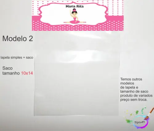 Lapela(simples) e Saco 10x14-bailarina