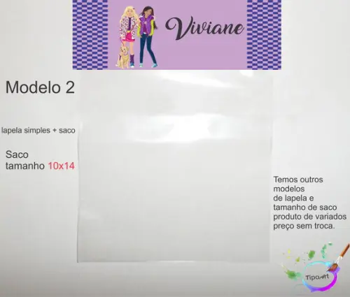 Lapela(simples) e Saco 10x14-barbie