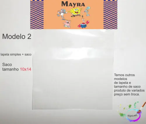 Lapela(simples) e Saco 10x14-bob Esponja