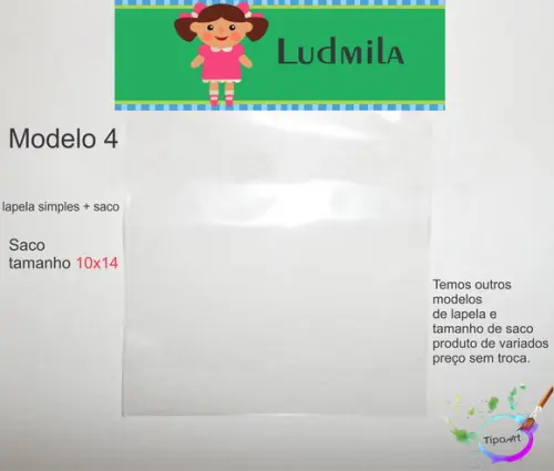 Lapela(simples) e Saco 10x14-boneca