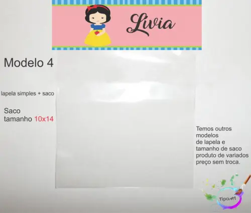 Lapela(simples) e Saco 10x14-branca de Neve