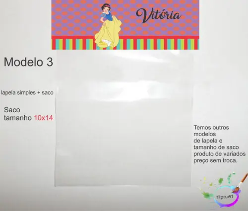 Lapela(simples) e Saco 10x14-branca de Neve