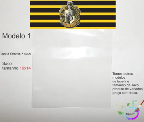 Lapela(simples) e Saco 10x14-brasões Hogwarts