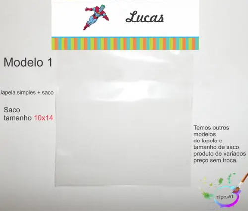 Lapela(simples) e Saco 10x14-capitão Planeta