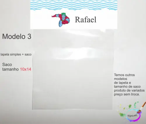 Lapela(simples) e Saco 10x14-capitão Planeta