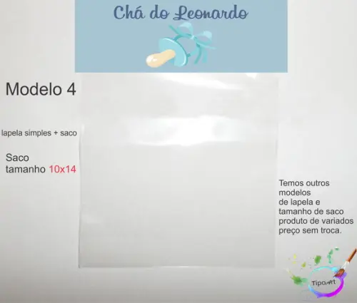 Lapela(simples) e Saco 10x14-chá de Bebê